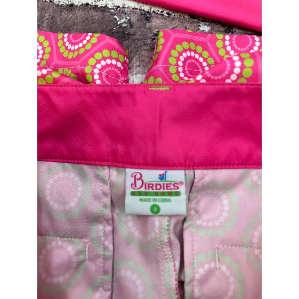 Birdies and Bows Womens Pink Lime Green Ruffle Golf Polo and Shorts Set Small - Picture 10 of 16